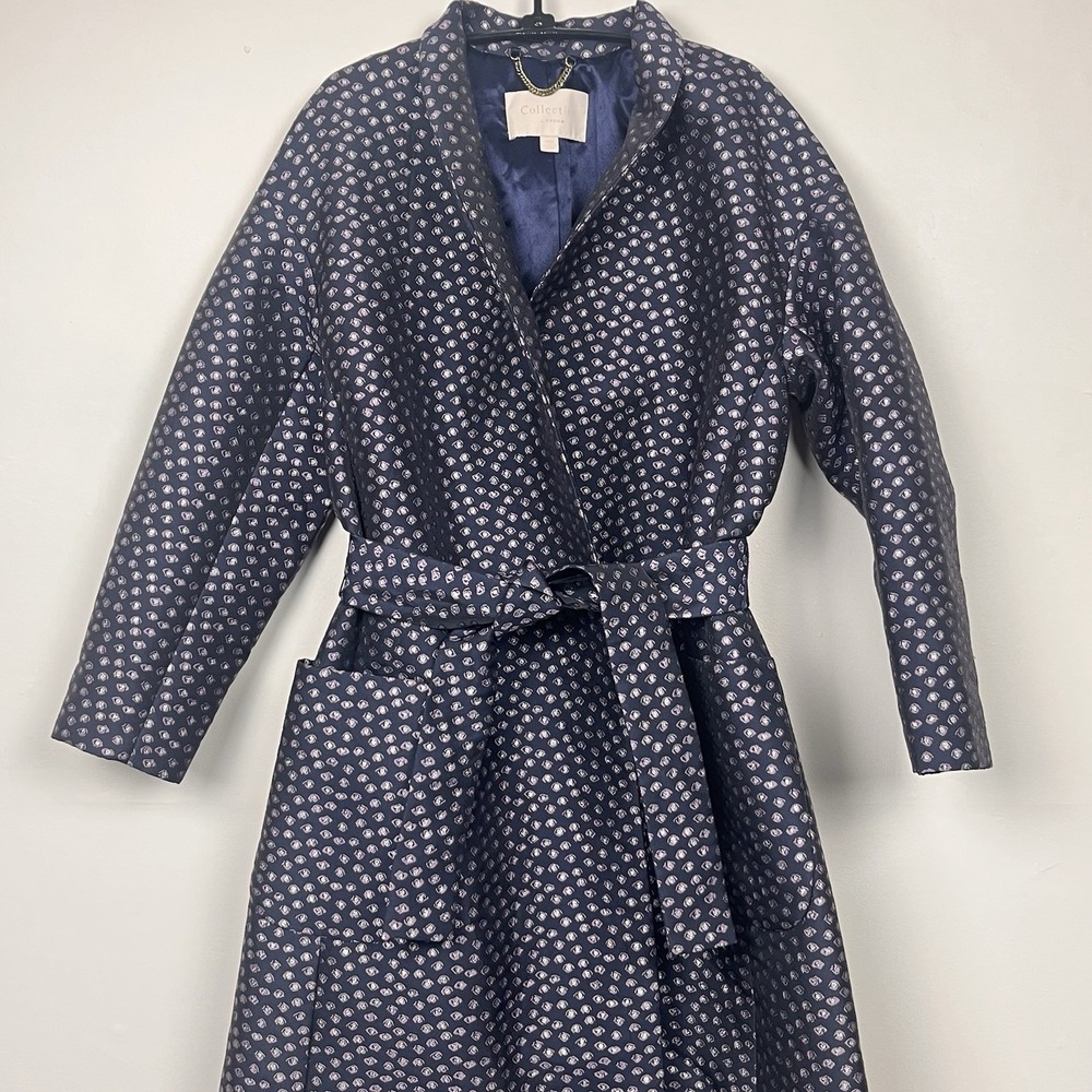 J Crew Women XXS Wrap‎ Jacquard Kimono Trench Jacket Metallic Collection Luxury